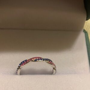 Pink & Blue Pavé Twist Ring for Women
